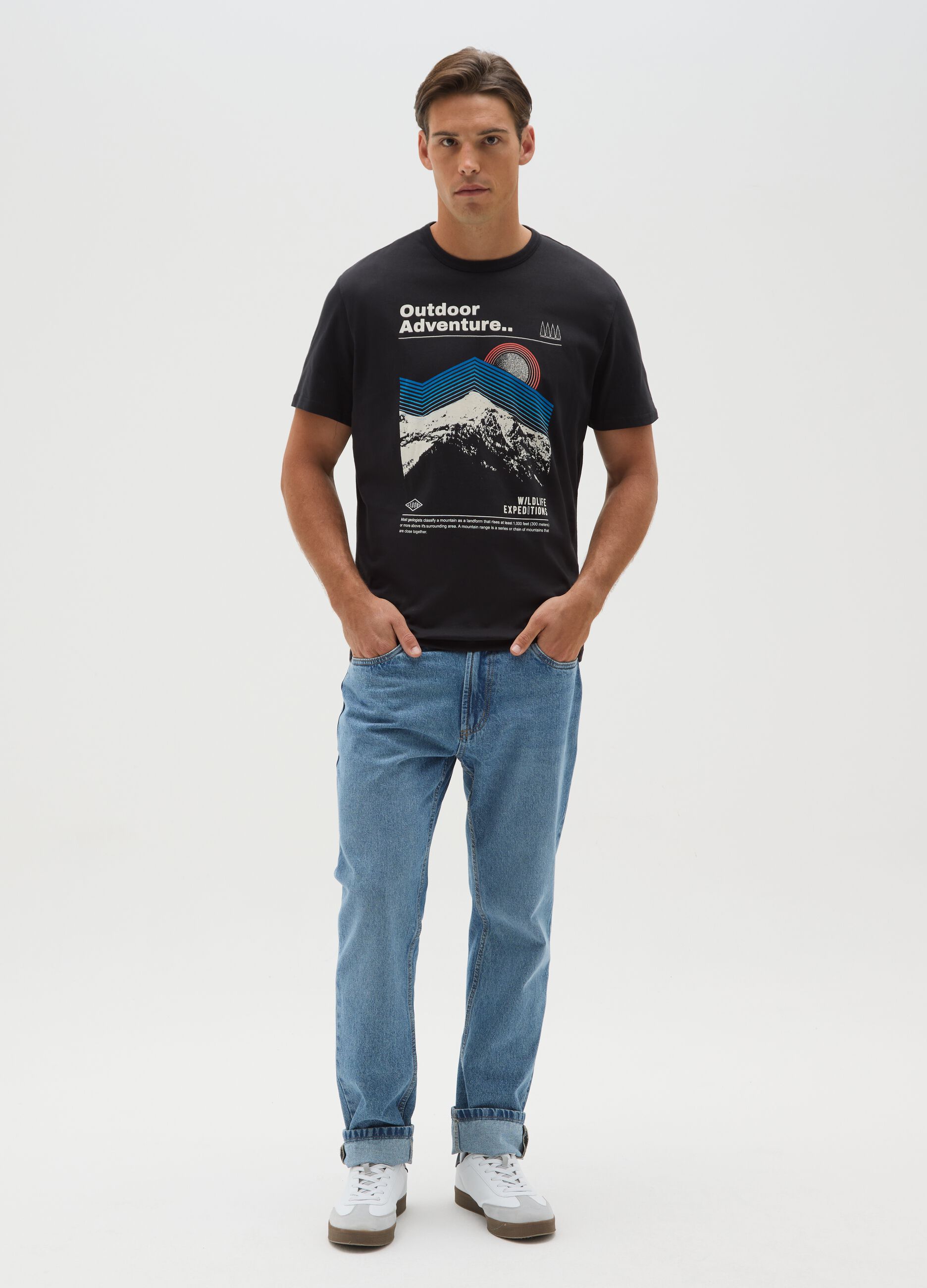 Men's black pure cotton t-shirt regular fit