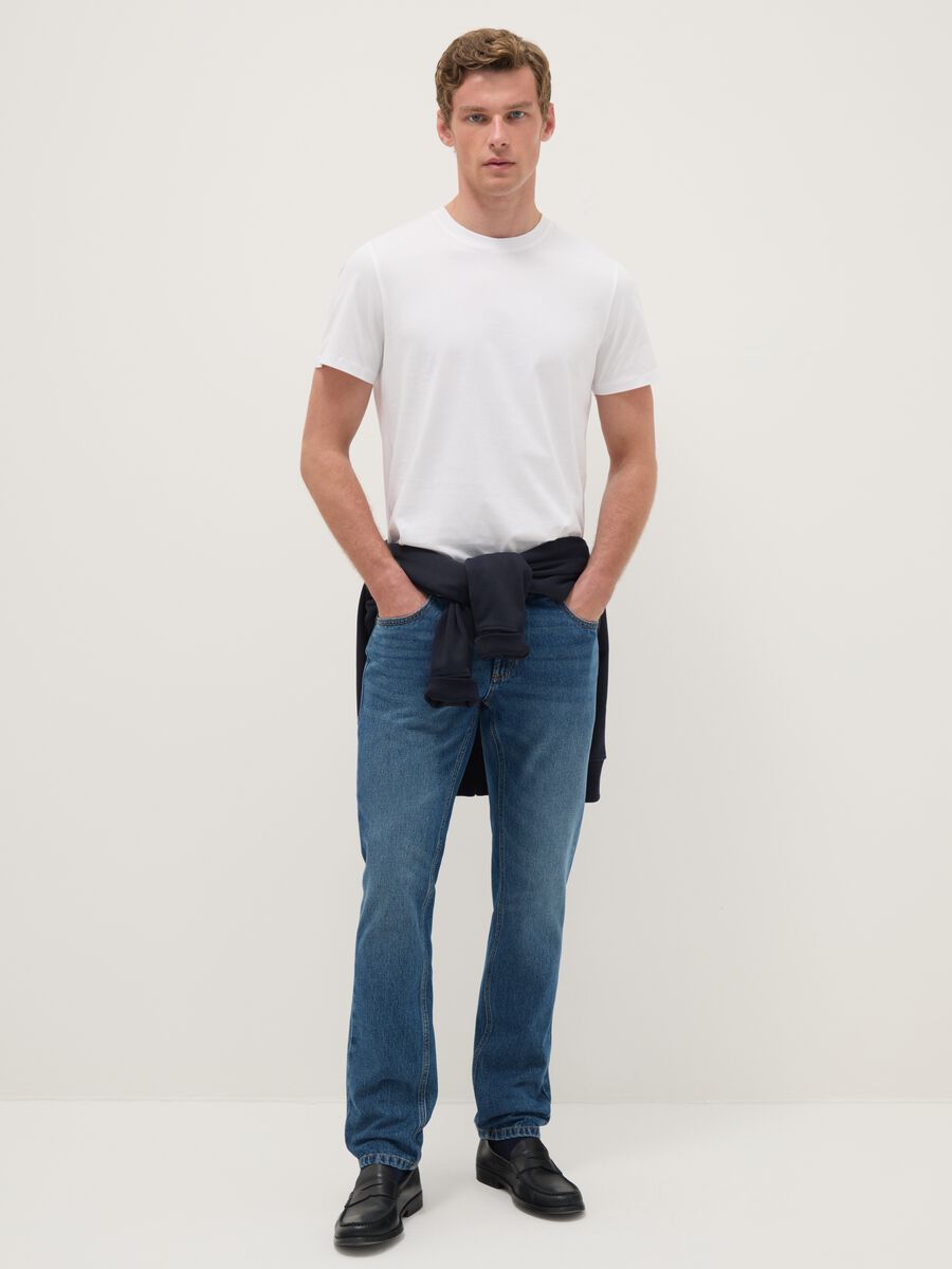 Slim fit blue pure cotton jeans_0