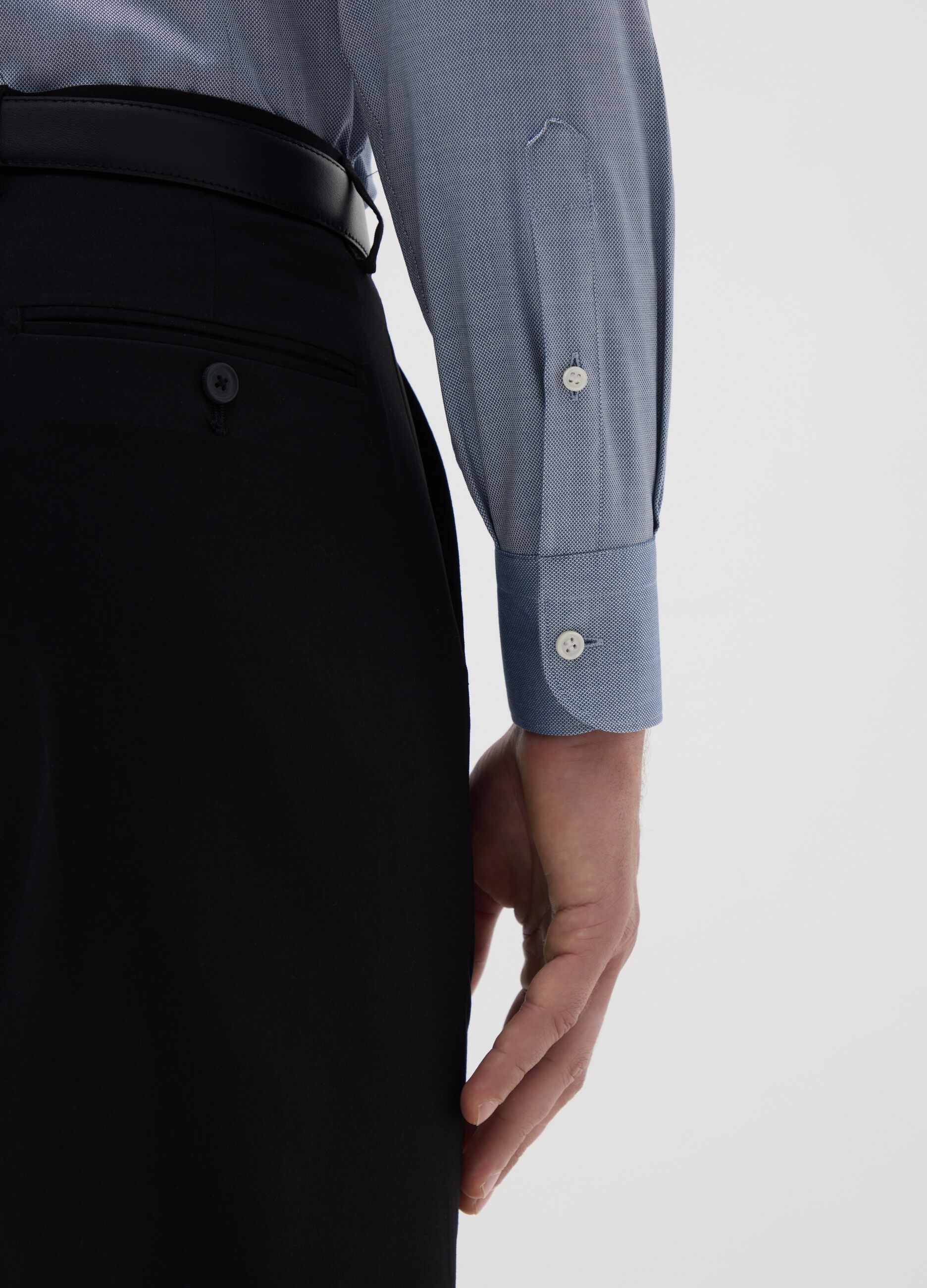 Men's pure cotton light blue slim fit shirt