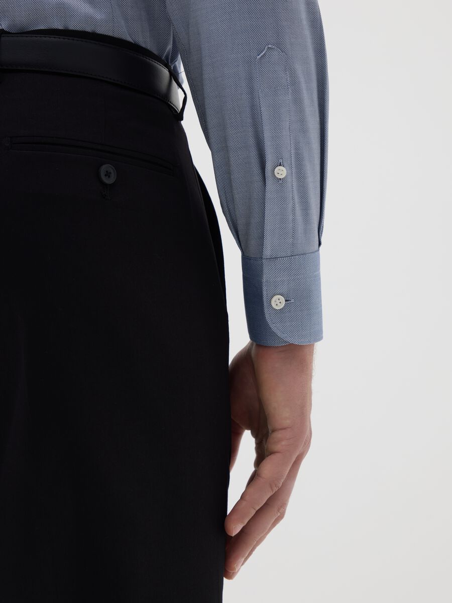 Men's pure cotton light blue slim fit shirt_2