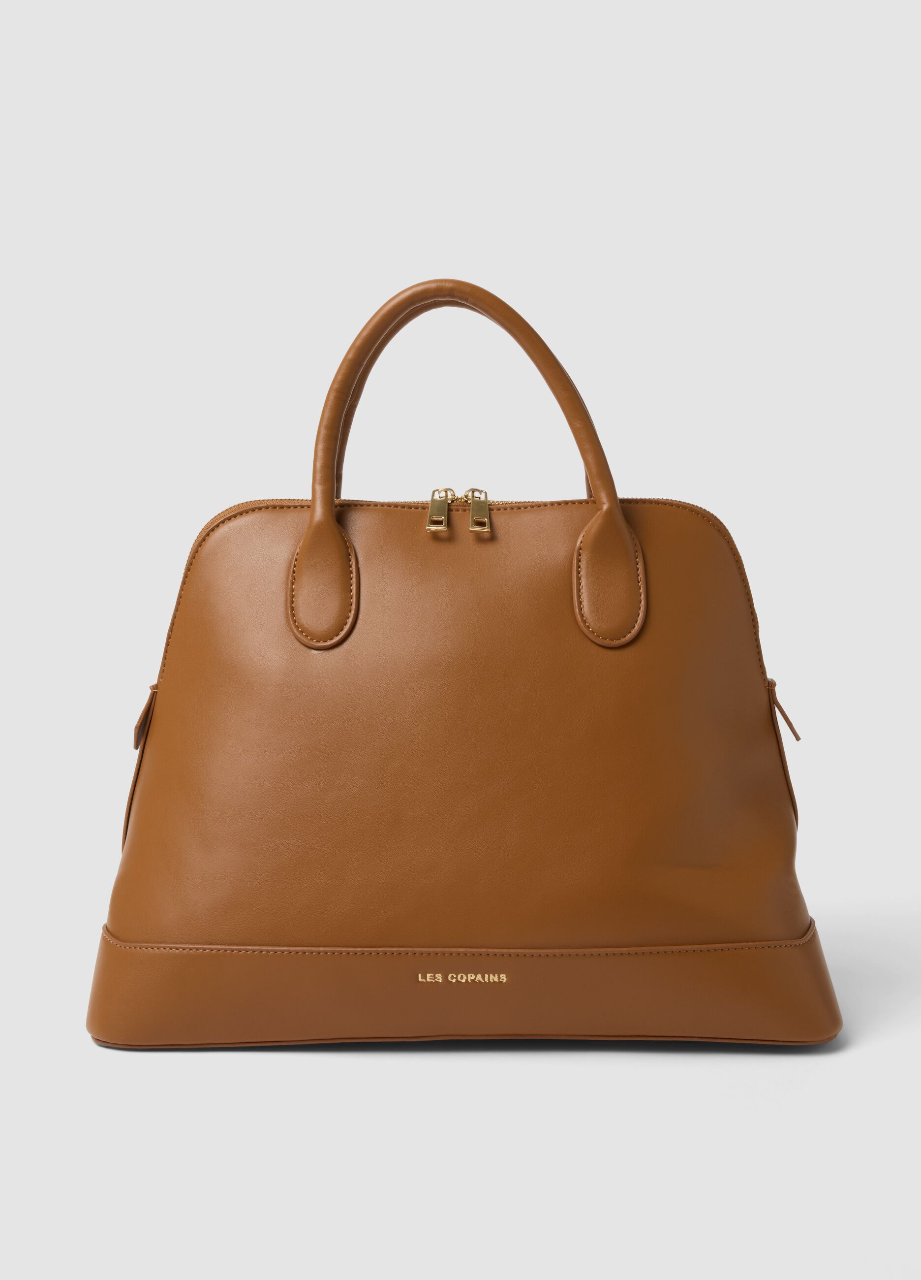 Borsa marrone a mano con chiusura zip
