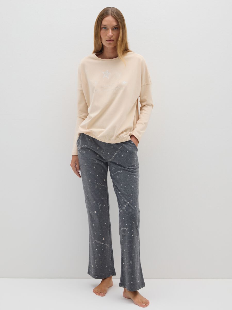 Maglia pigiama in puro cotone beige regular fit_0
