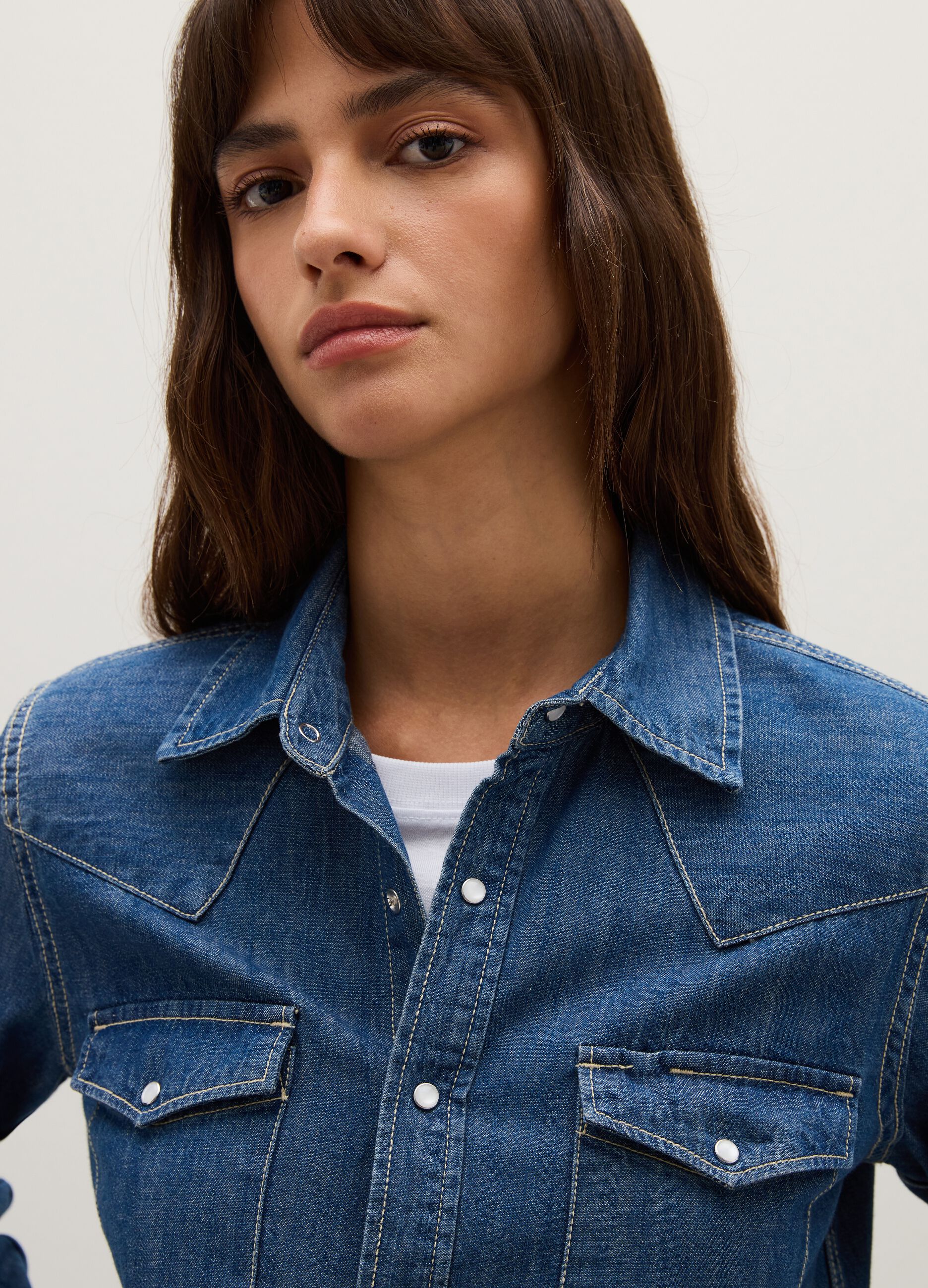 Pure Cotton Denim Regular Fit Shirt