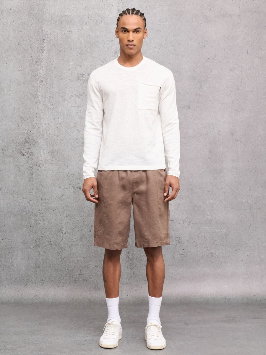 100% Linen Shorts Mocha_0