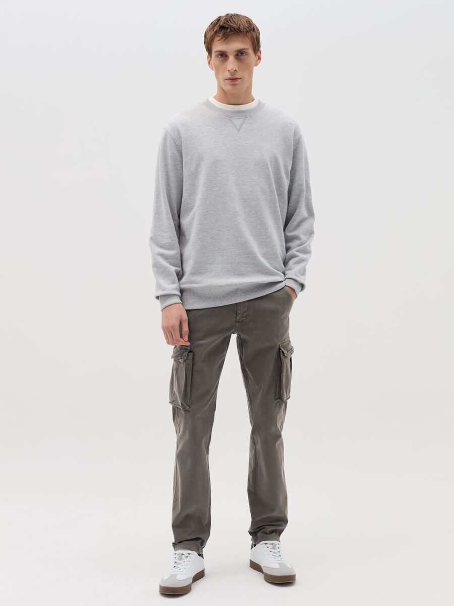 Pantalone cargo in twill di cotone stretch_0