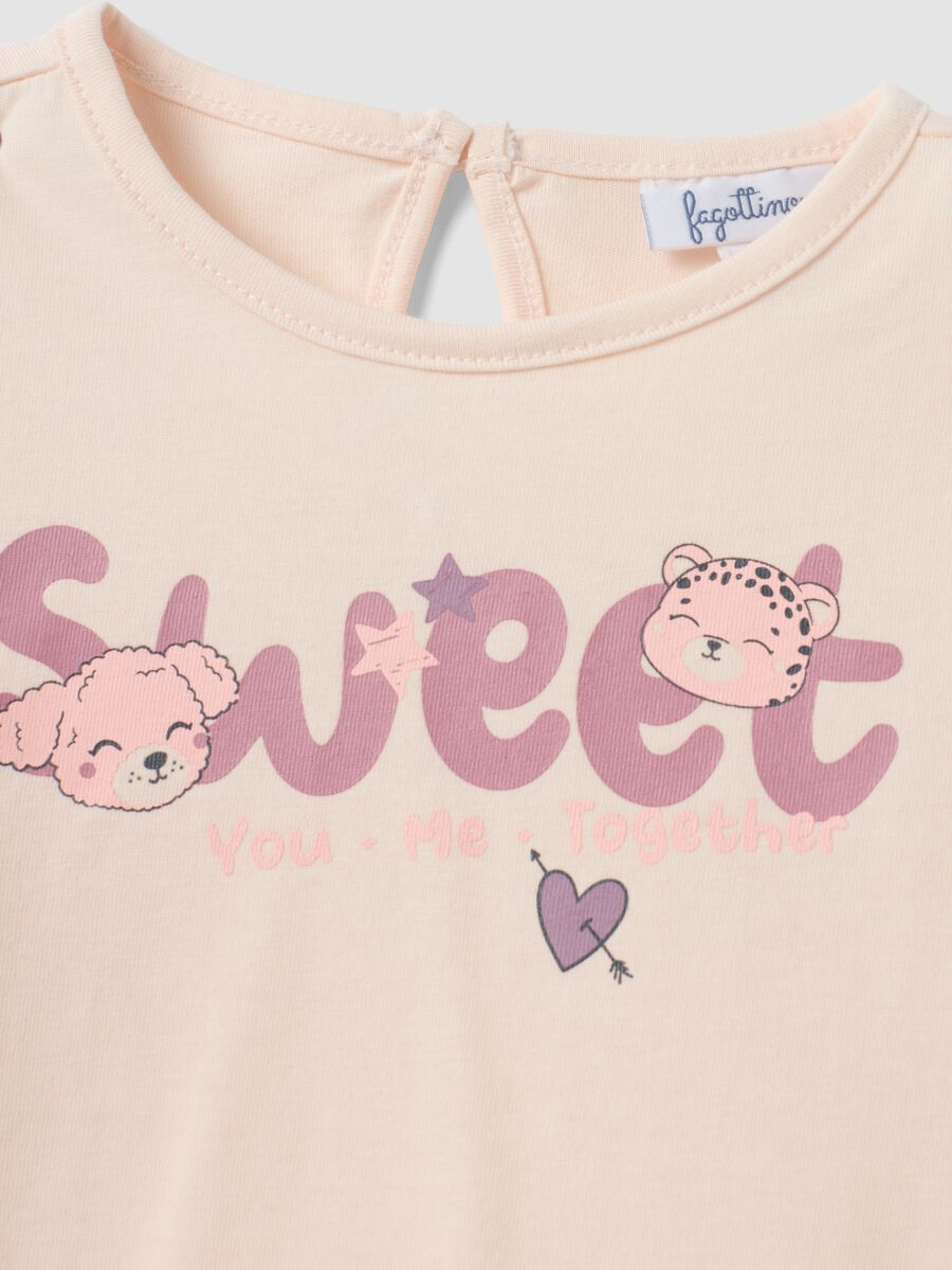 Pink long-sleeve organic cotton printed T-shirt for baby girls_2