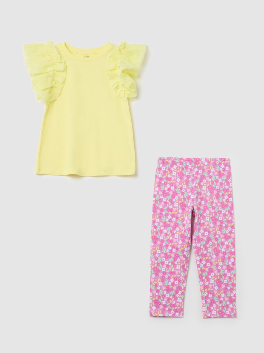 Cotton jogging set with flounce and print_0