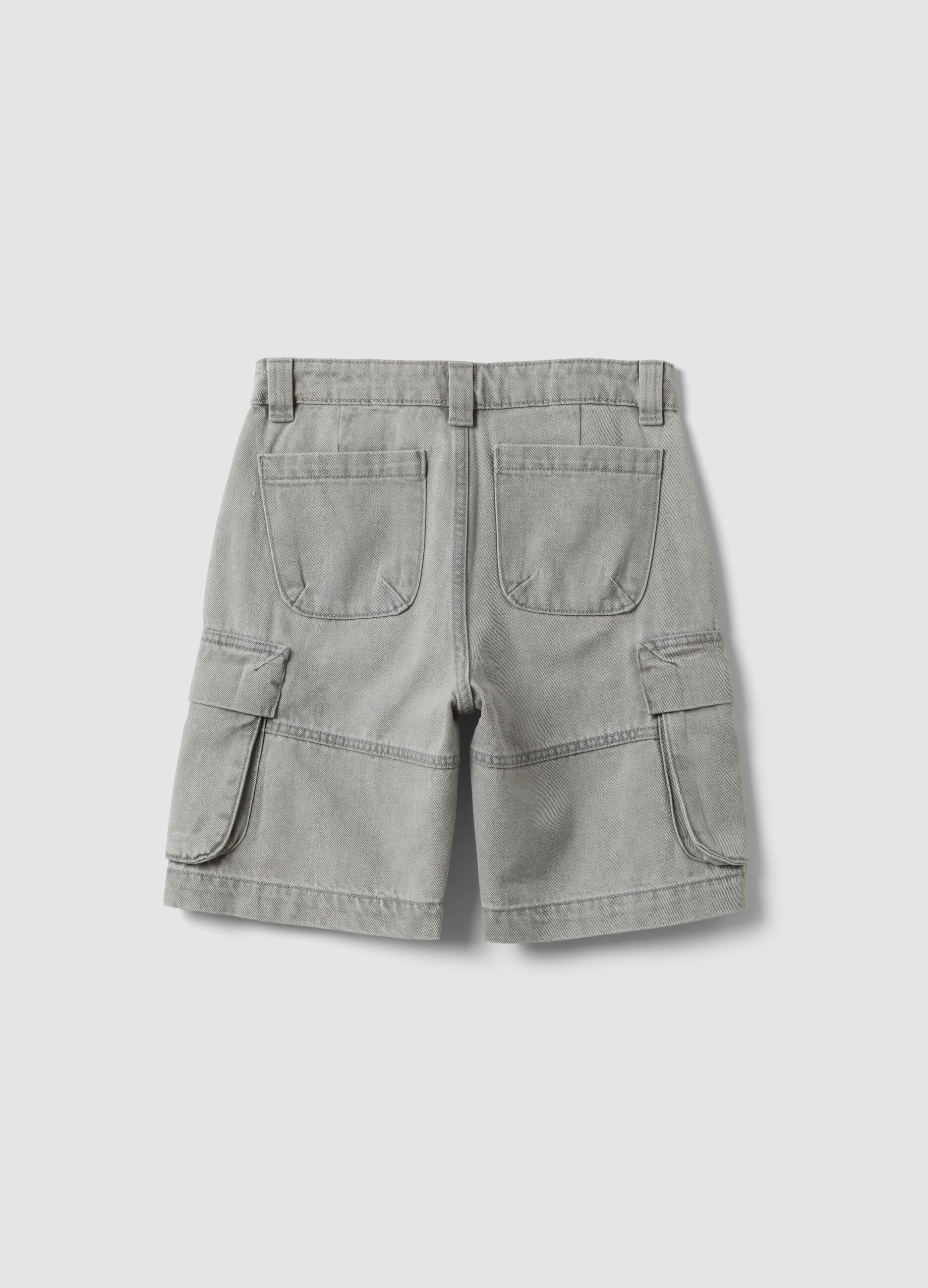 Shorts cargo grigi in misto cotone e viscosa baggy fit