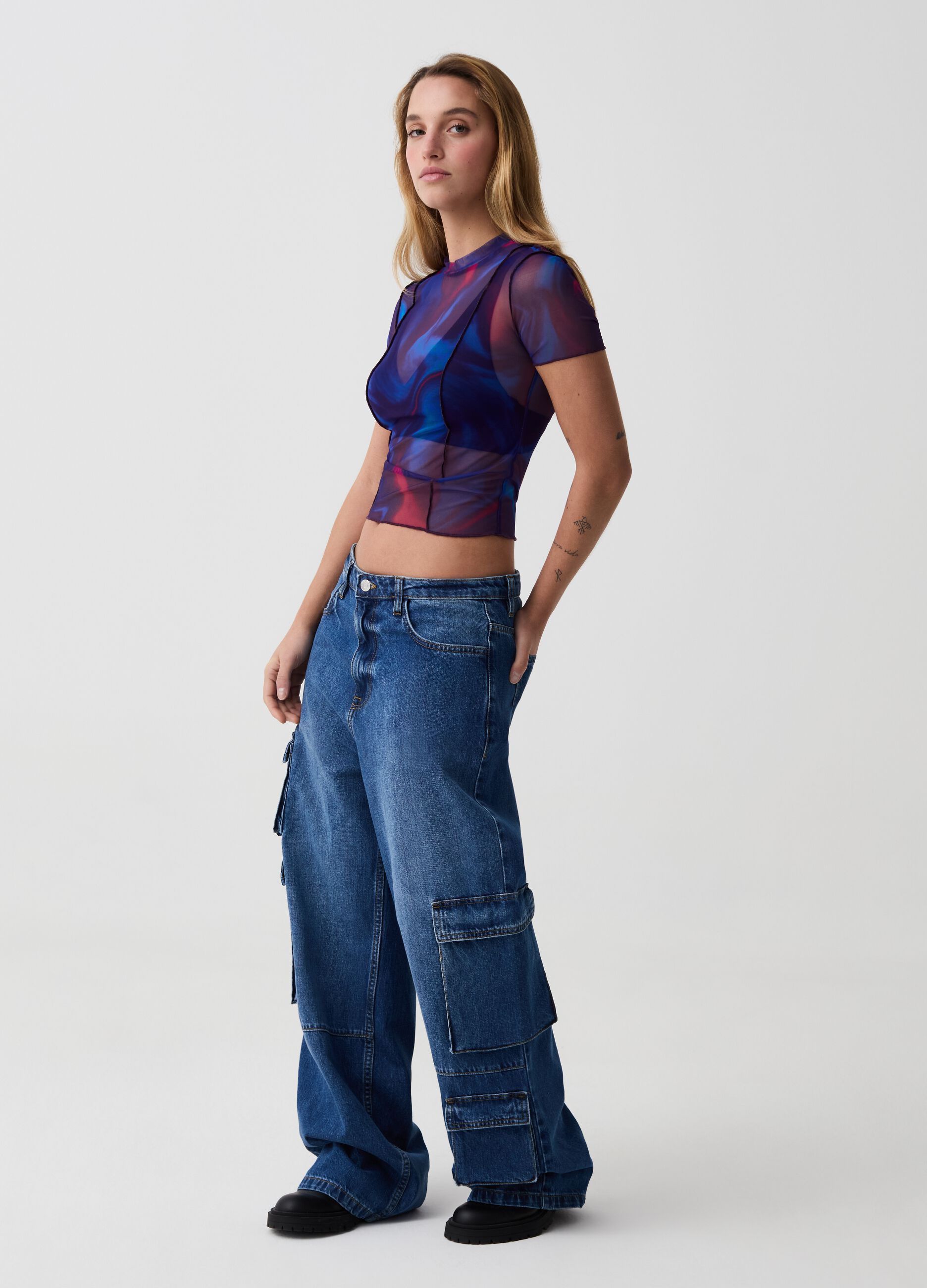 B.ANGEL FOR THE SEA BEYOND multi-pocket cargo jeans