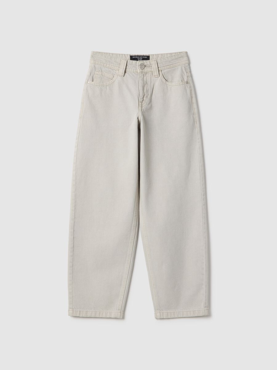 Grey pure cotton balloon fit jeans for girls_3