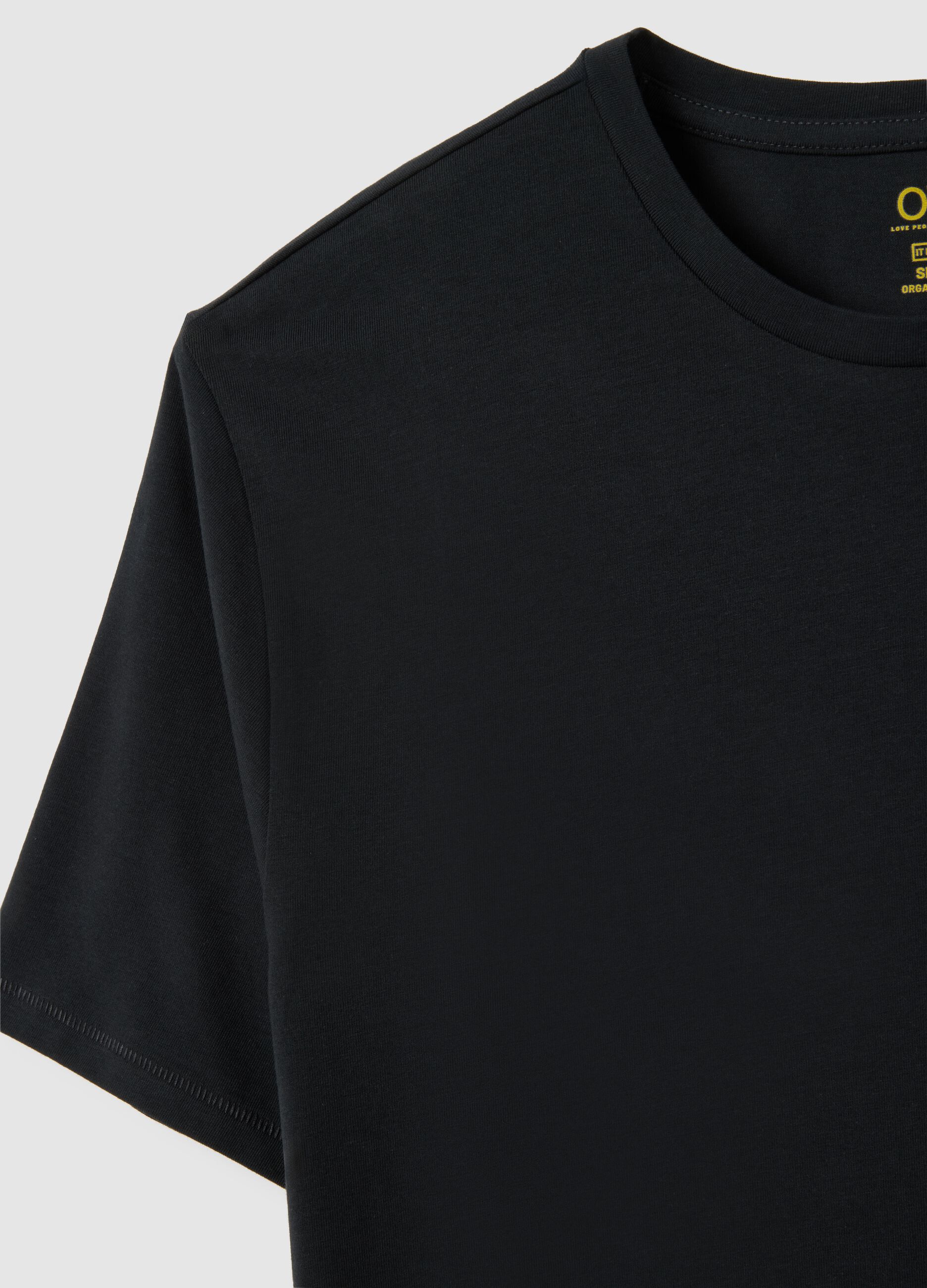 Men's Black Slim Fit Stretch Cotton T-shirt