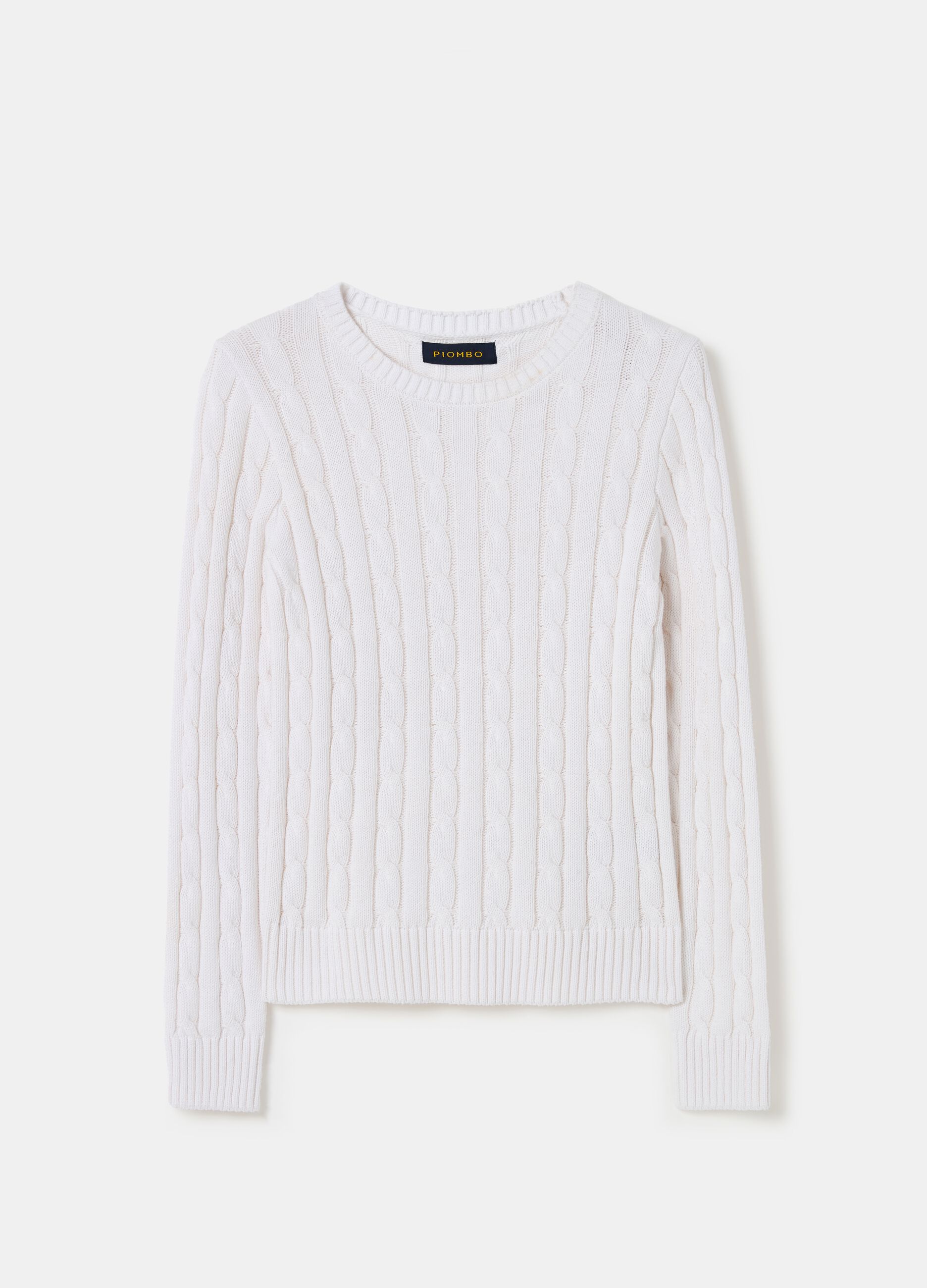 Ribbed pullover with cable-knit design