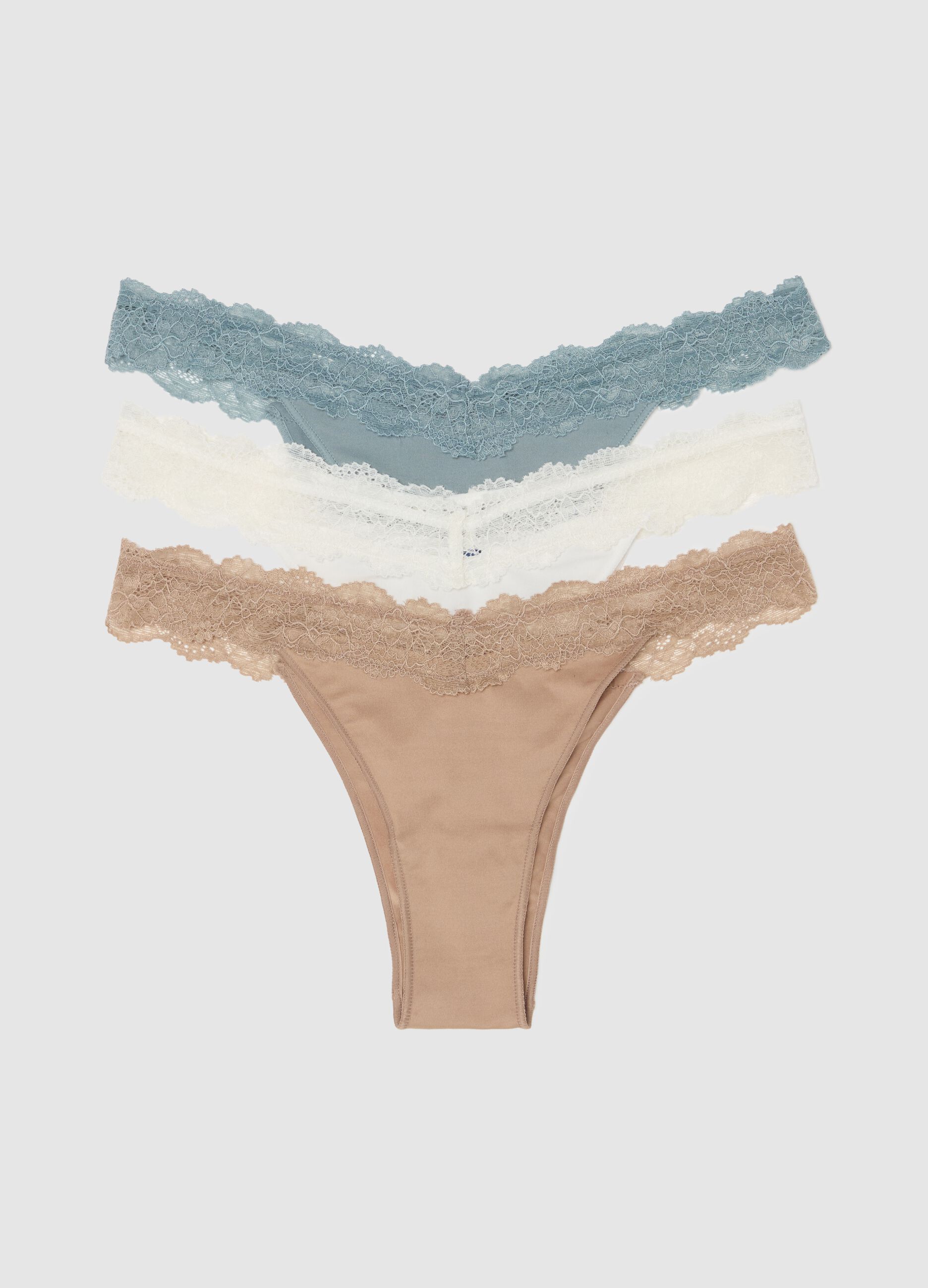 Three-pack Brazilian-cut briefs with lace