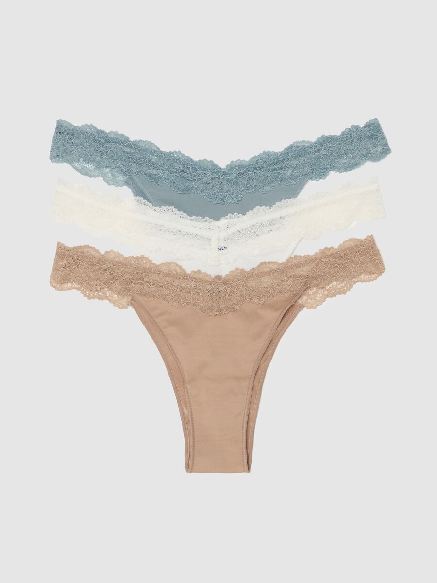 Three-pack Brazilian-cut briefs with lace_0