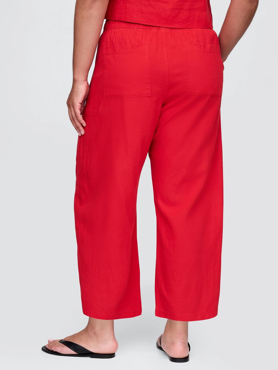 Red wide trousers in linen and viscose_5