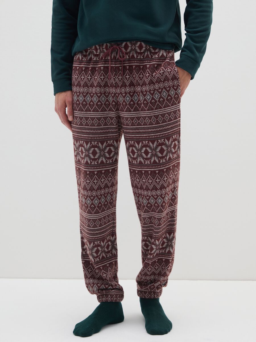 Multicolour regular fit pyjama trousers with geometric pattern_1