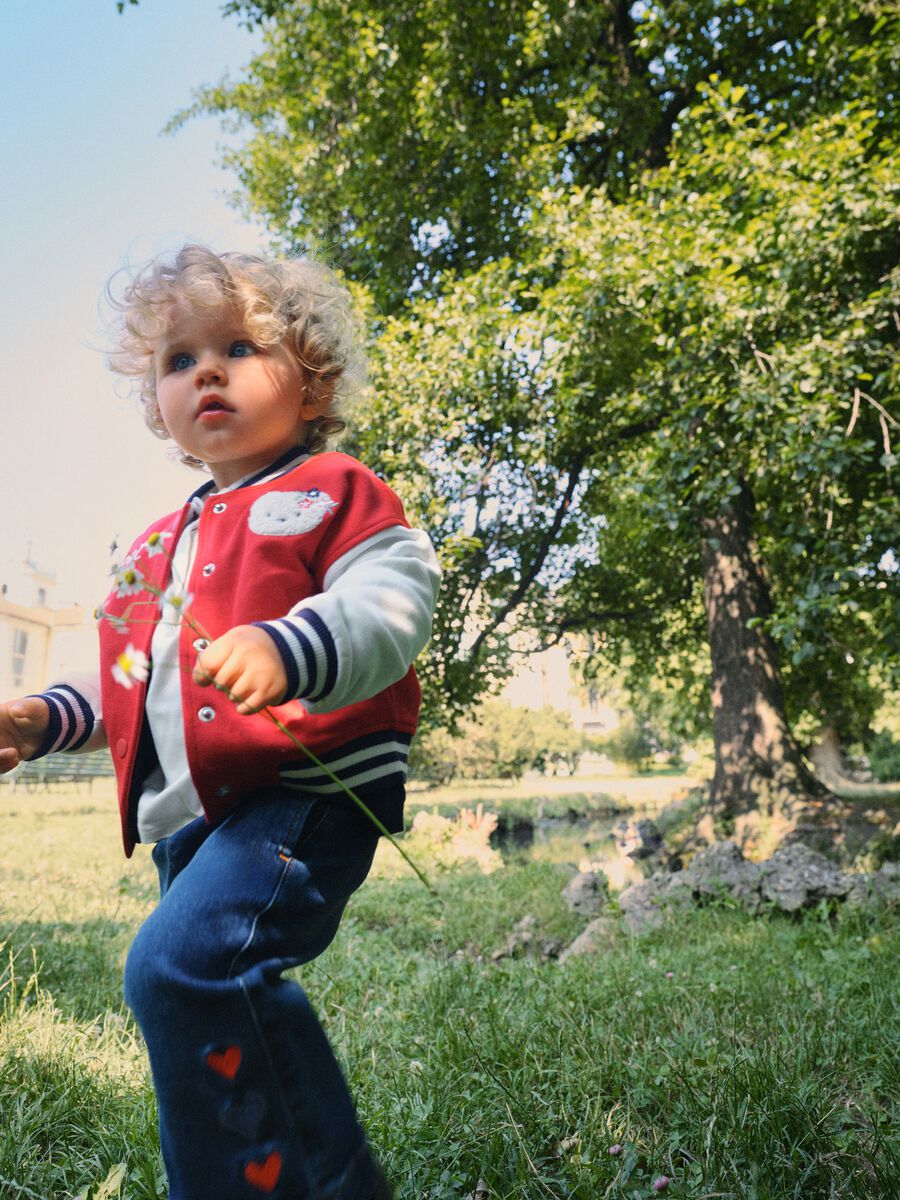 Girls' Multicolour Cotton Varsity Jacket - Regular Fit_0