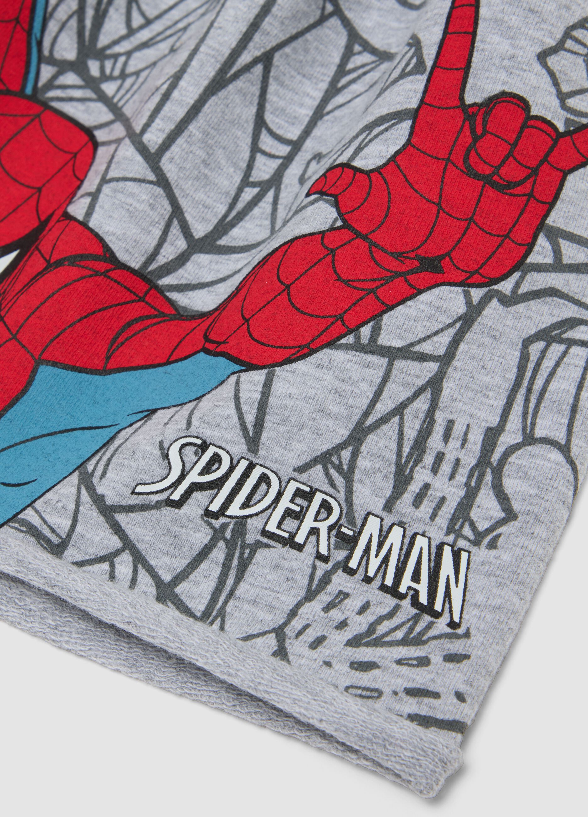 Grey stretch cotton jersey Spider-Man print hat for boys