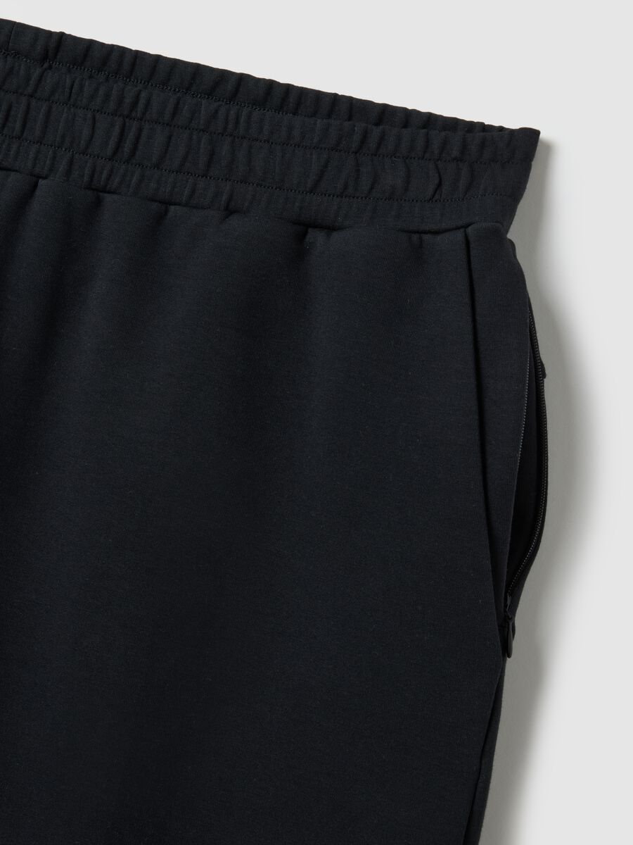 Black Stretch Cotton Bermuda Shorts Regular Fit_5
