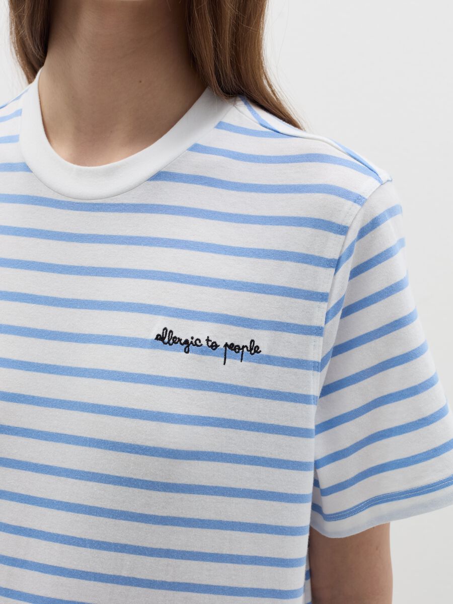 Striped T-shirt with "Allergic To People" embroidery_2