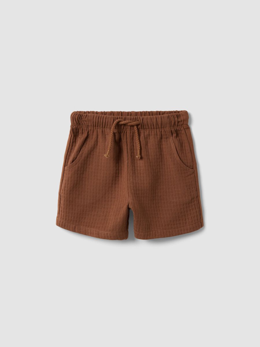 Brown shorts in pure cotton_0