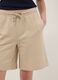 Beige cotton-blend regular-fit shorts with elasticated waist_3