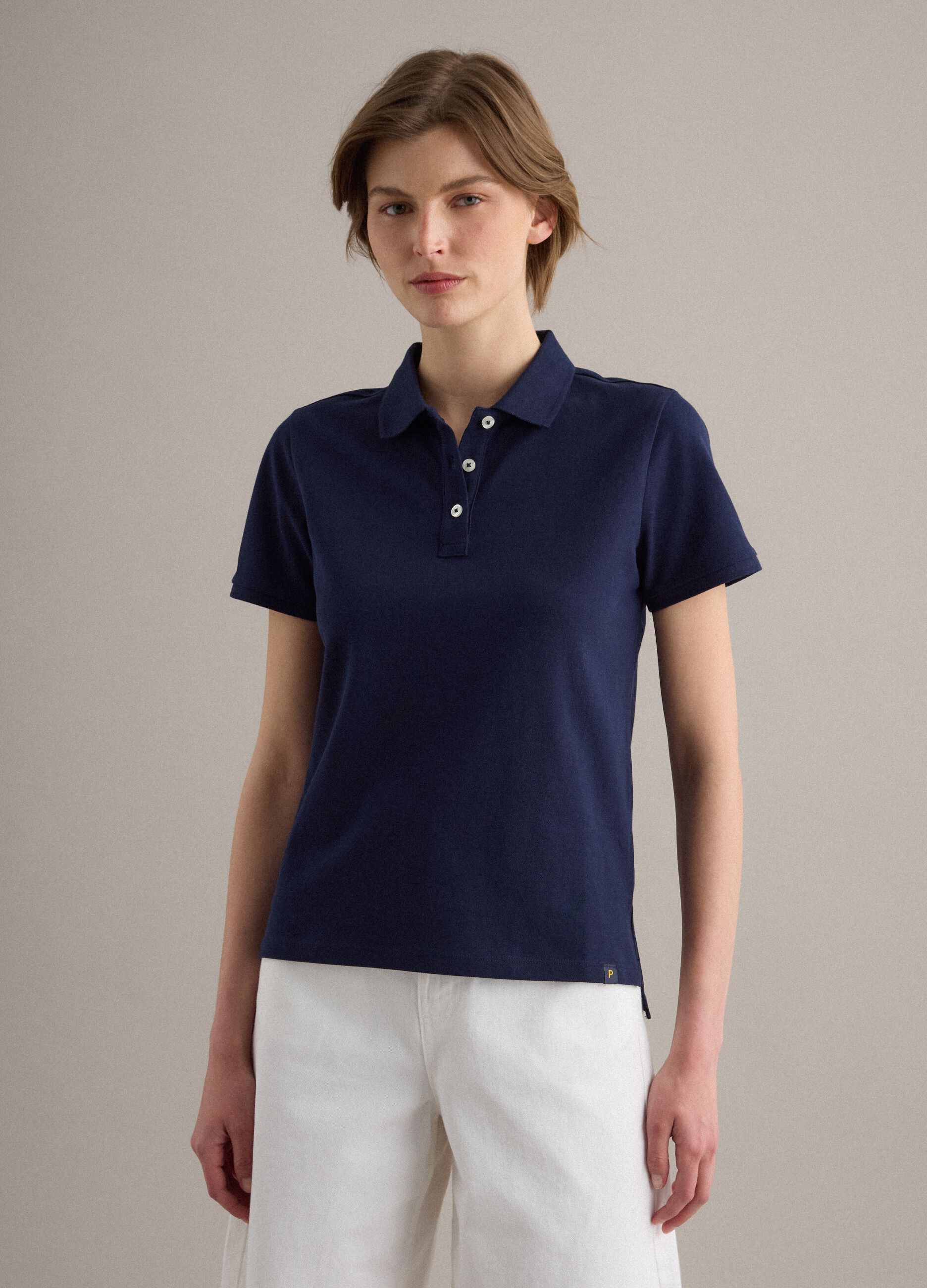 Blue organic cotton regular-fit polo shirt