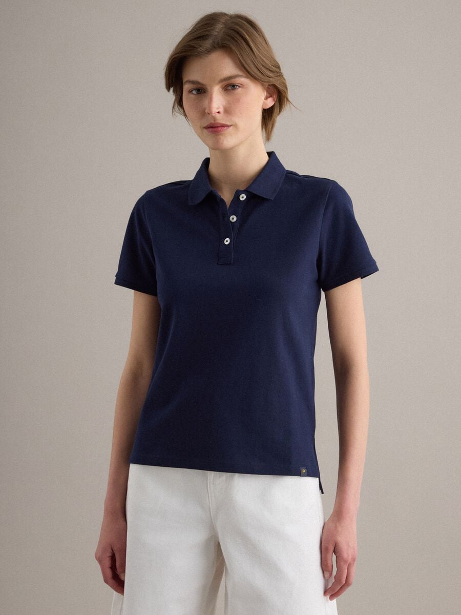 Blue regular fit organic cotton polo shirt_0