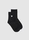 Black Cotton Blend Socks with Heart and Glitter_0