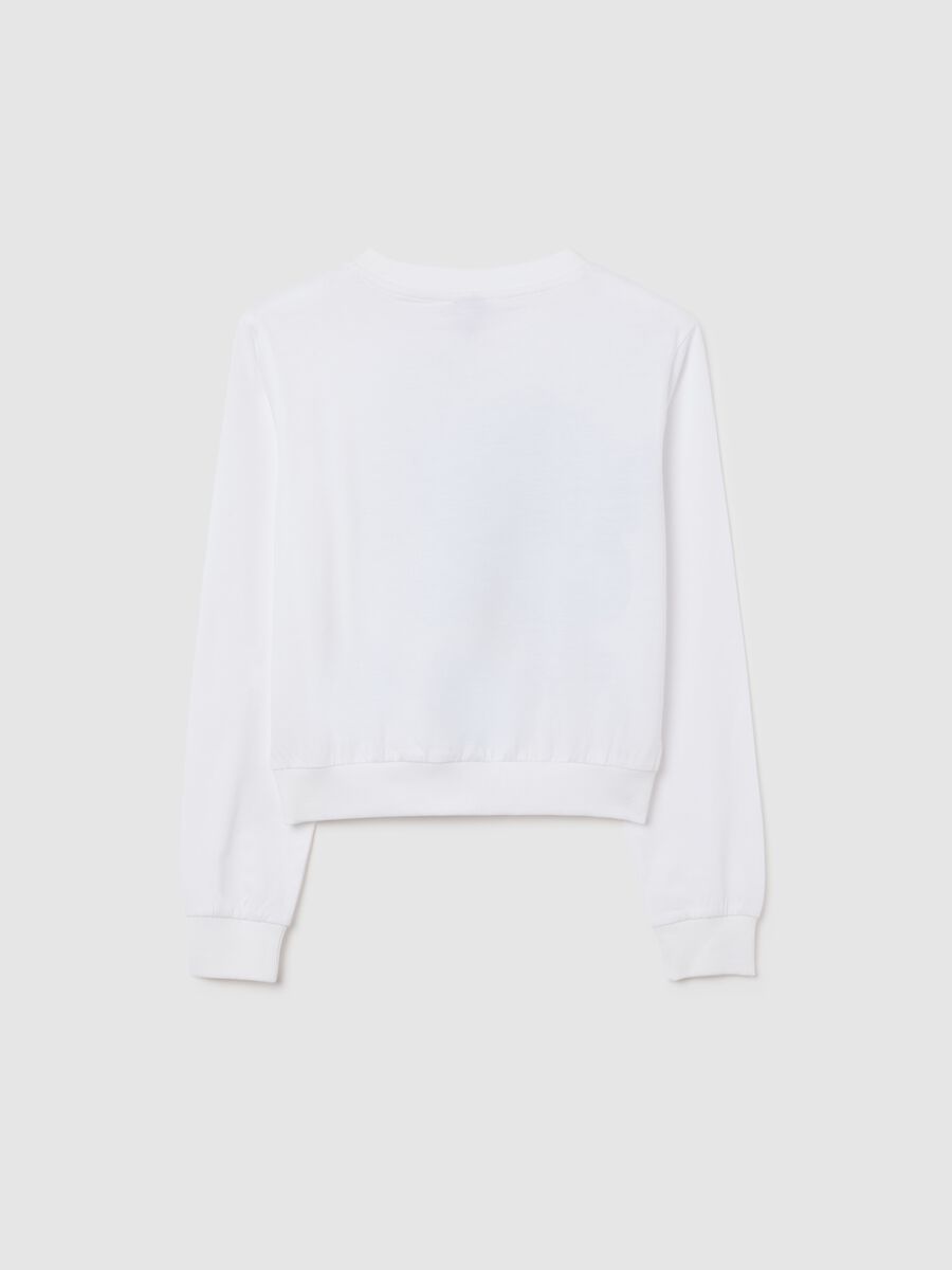 Maglia da ragazza in puro cotone bianca regular fit con stampa Stitch_4