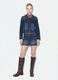 Blue slim-fit jacket in stretch cotton denim with zip_2