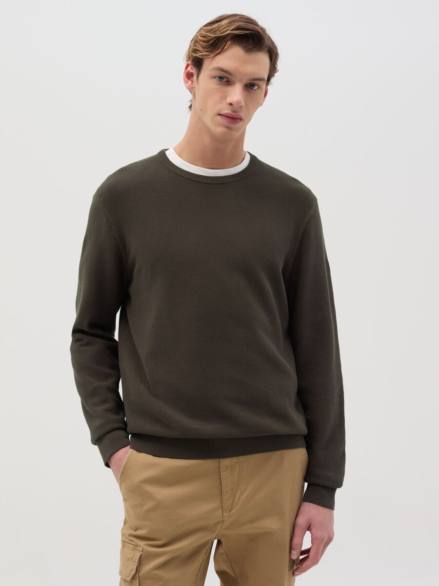 Cotton pullover with micro weave_0