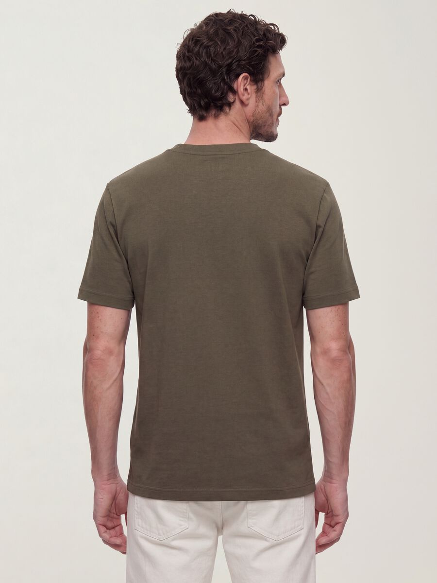 Green pure cotton short-sleeve regular-fit T-shirt_3