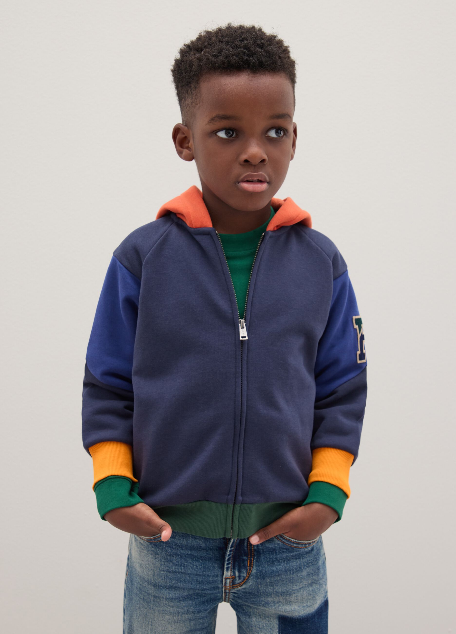 Children's multicolour cotton-blend oversized sweatshirt