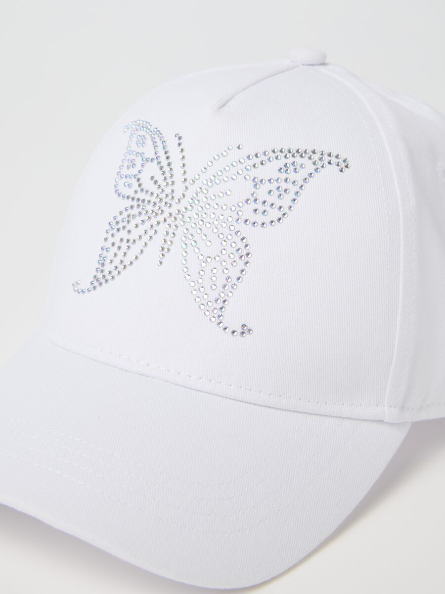 White baseball cap with butterfly embellishment_2