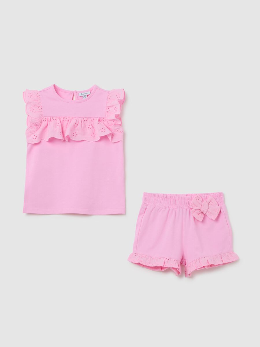 Girls' summer cotton set in pink regular fit_0