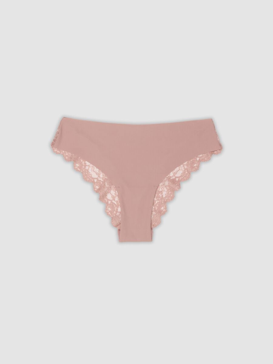 Pink Brazilian knickers in stretchy microfibre with lace_4
