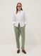 Green linen-cotton blend trousers with elasticated waist_0