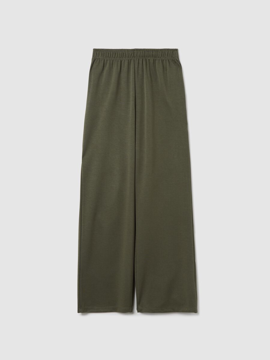 Green wide-leg pull-on trousers_4