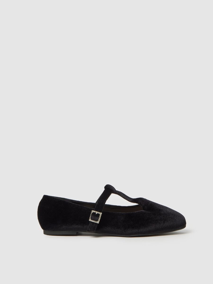Ballerine in velluto nero con cinturino_0