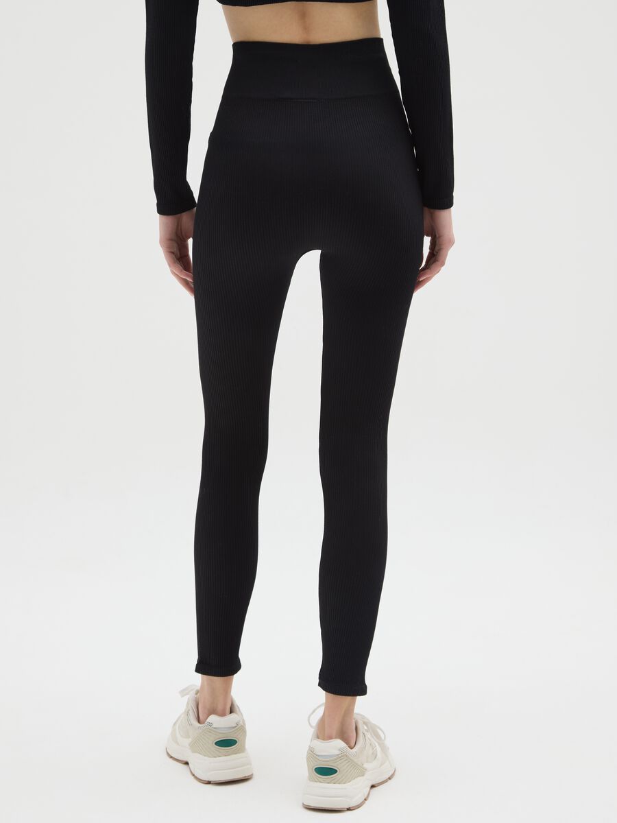 Leggings in tessuto elasticizzato neri regular fit_2