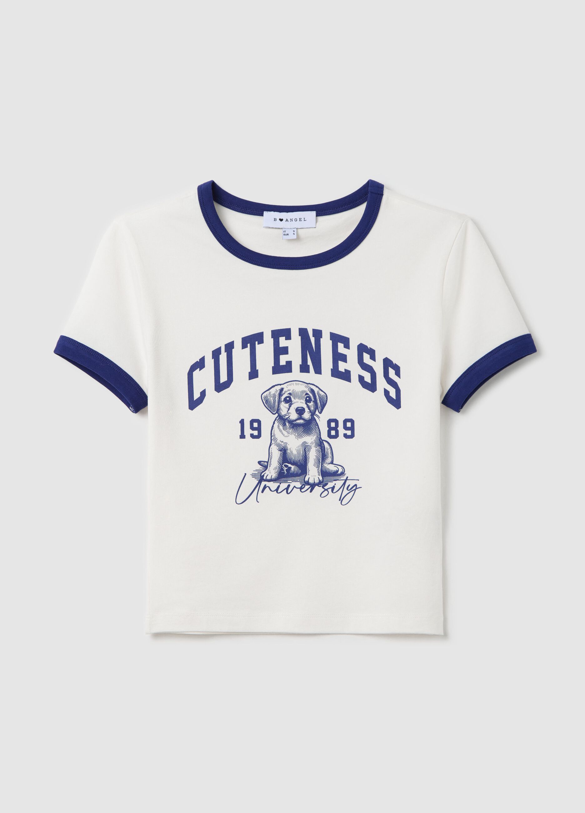 T-shirt with contrasting edging and print