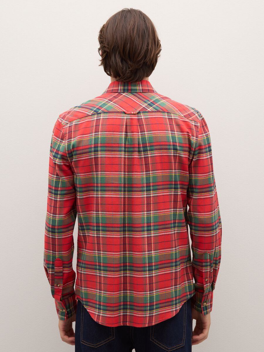 Multi-colour check shirt in pure cotton regular fit flannel_3