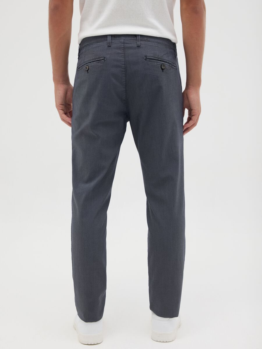 Men's blue slim fit stretch cotton trousers_2
