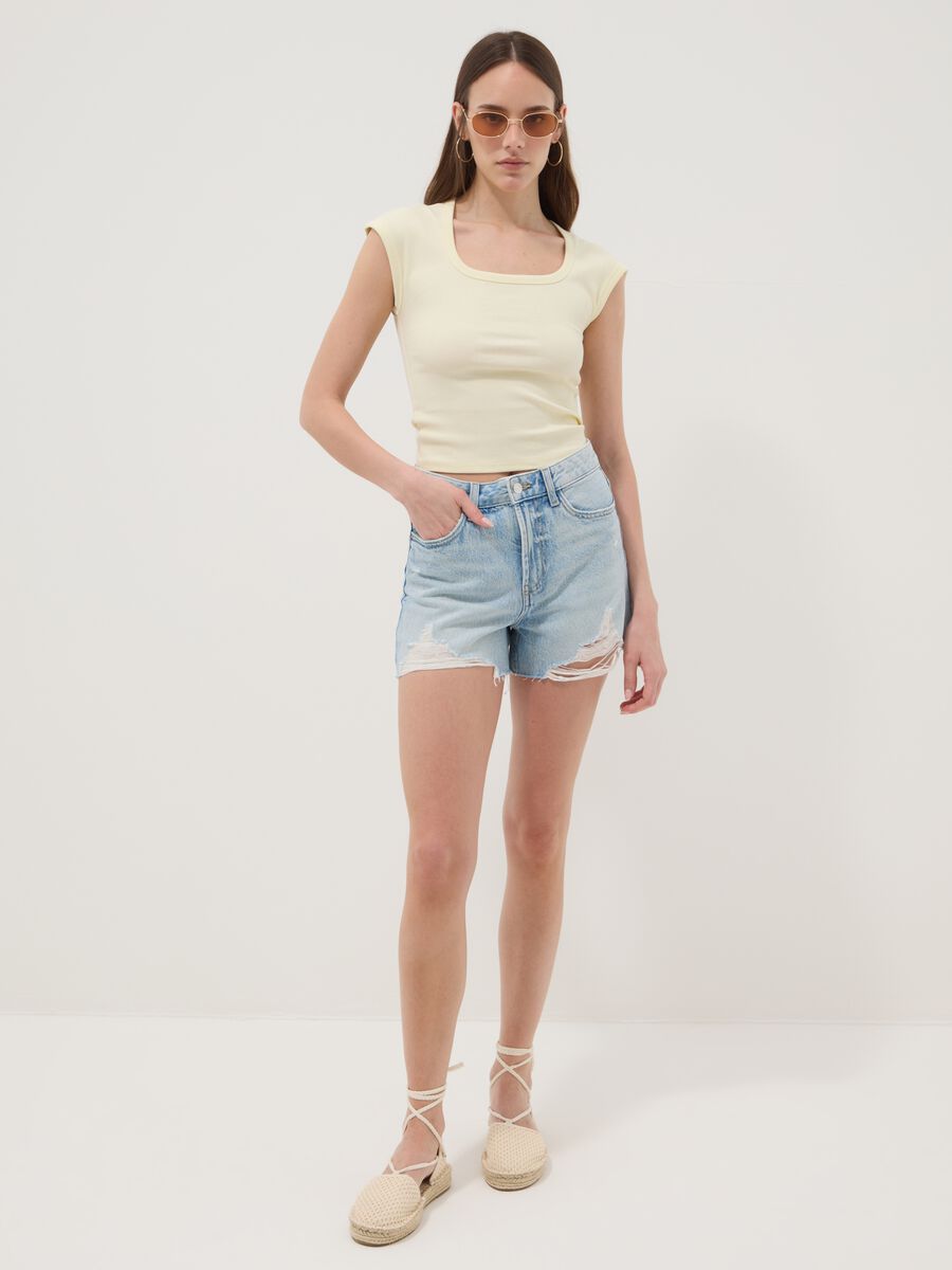 Yellow stretch-cotton short-sleeve T-shirt_2