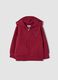Red organic cotton hooded sweatshirt with crew neck_0