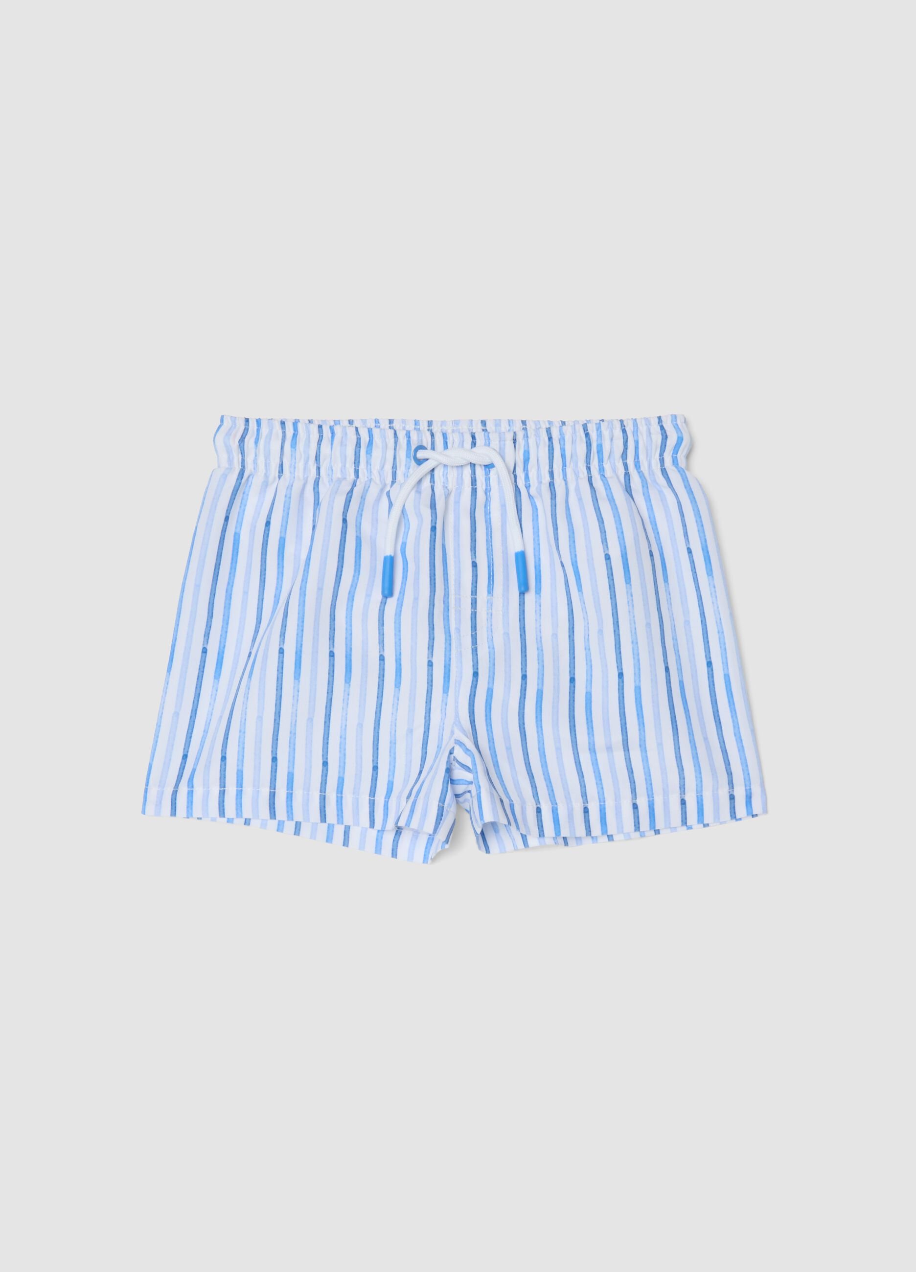 Multicoloured striped boys&rsquo; boxer swim shorts