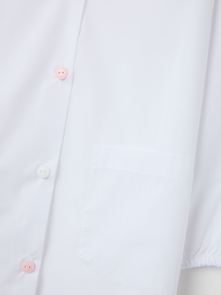 Girls' school blouse in white cotton blend with buttons_2