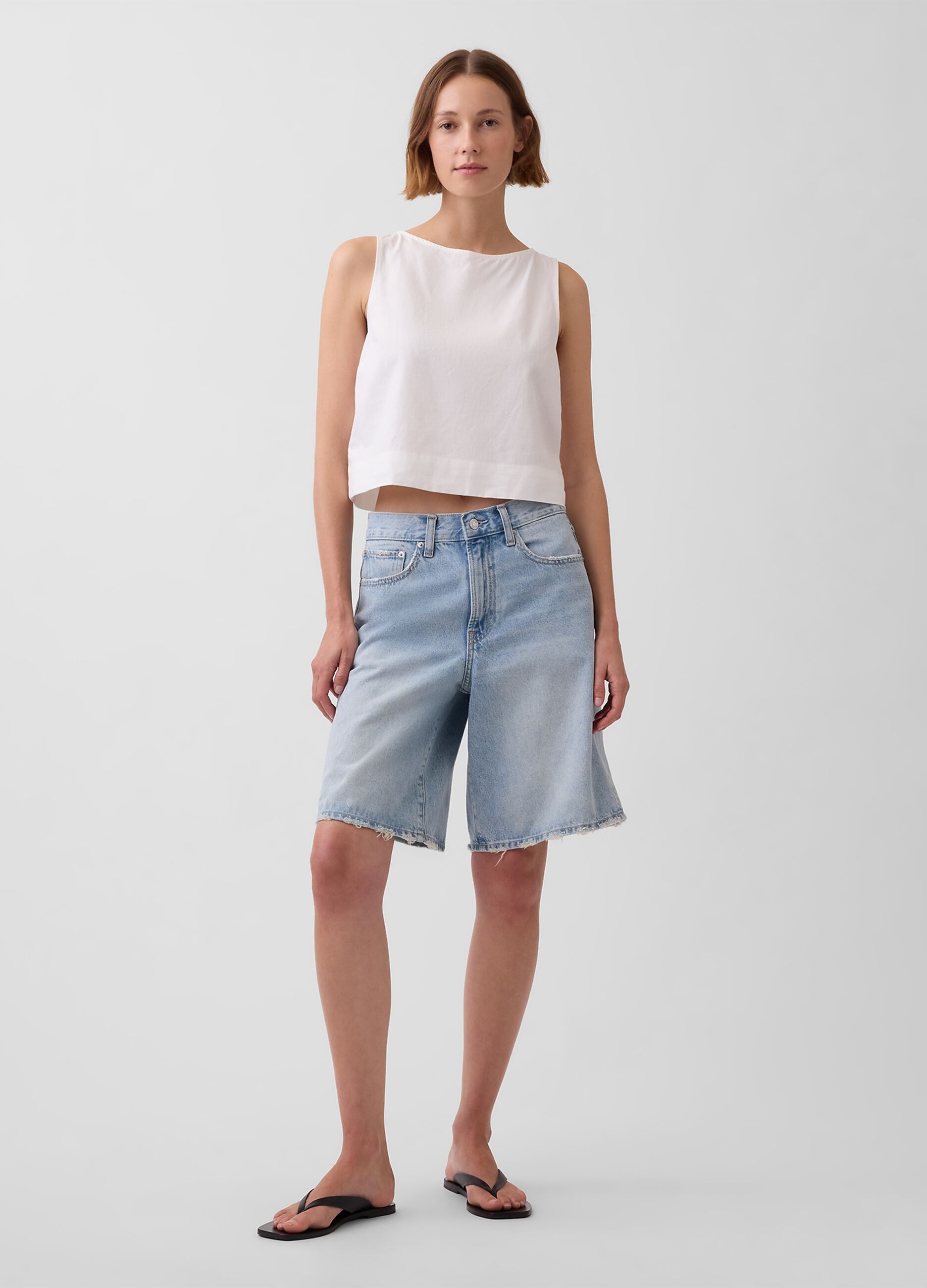 Linen-blend tank top