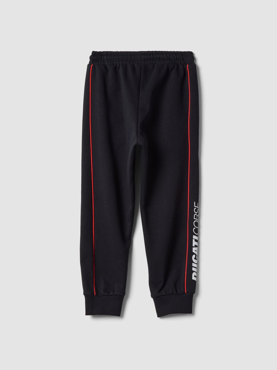 Black cotton-blend jogger trousers with drawstring and Ducati logo_1